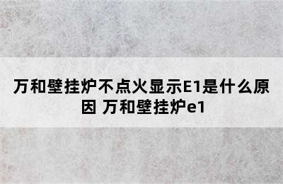 万和壁挂炉不点火显示E1是什么原因 万和壁挂炉e1